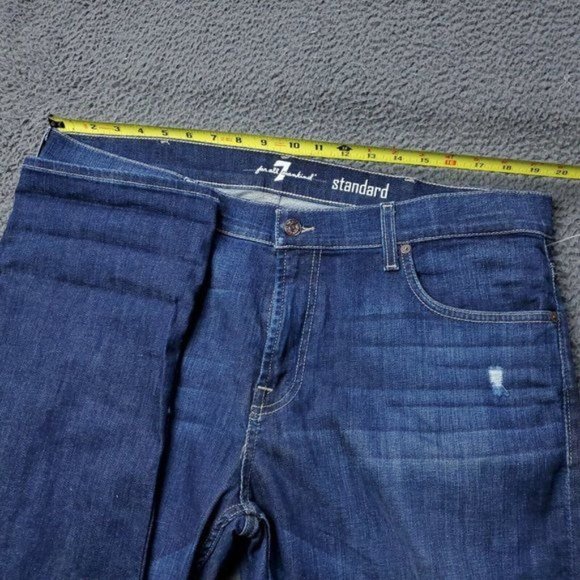 7 For All Mankind Standard Distressed Jeans Blue Cotton Mens Size 38 x34 - Picture 4 of 8